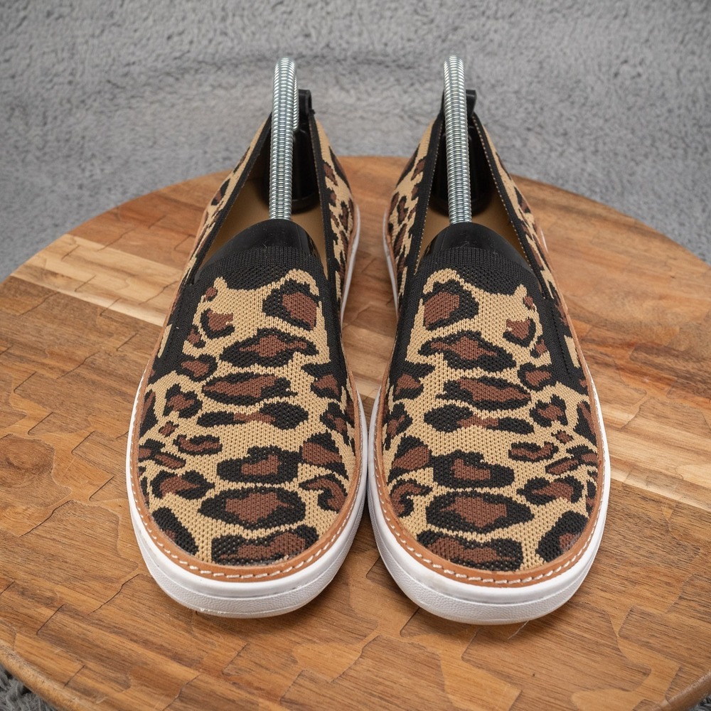 Talbots Womens Brittany Leopard Print Knit Stretch Sneakers Size 9 M slip on - Picture 2 of 7